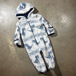 BabyGear Dinosaur Fleece Hooded Footed Suit 3-6M Zip Up